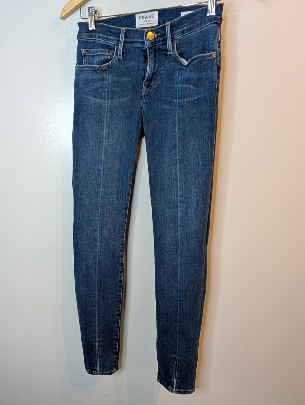 Frame Denim London Los Angeles Skinny Jeans Slit Ankle Medium Wash Size 26